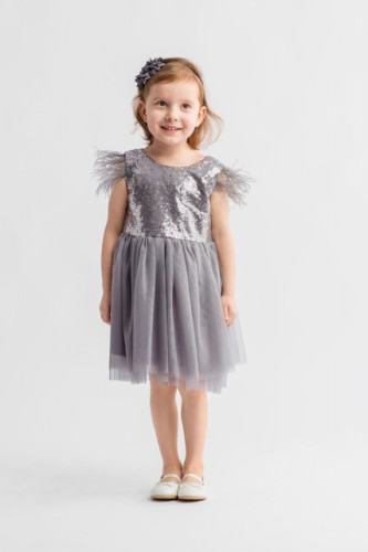 Abito elegante bambina Chloe grigio - ZOYA Fashion