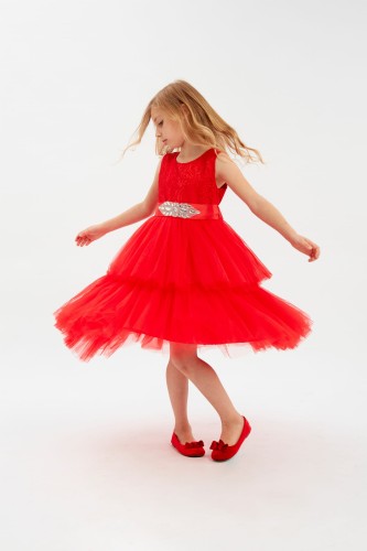 Vestito elegante bambina Chantal rosso - ZOYA Fashion