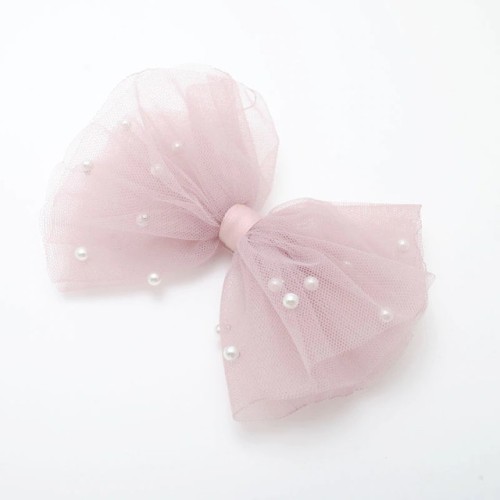 Forcina fiocco tulle rosa cipria