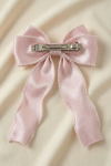 fermaglio capelli bambina, fiocco capelli rosa, accessori capelli eleganti, fermaglio cerimonia bambina, fiocco lungo bambina, accessorio comunione bambina, regalo bambina elegante
