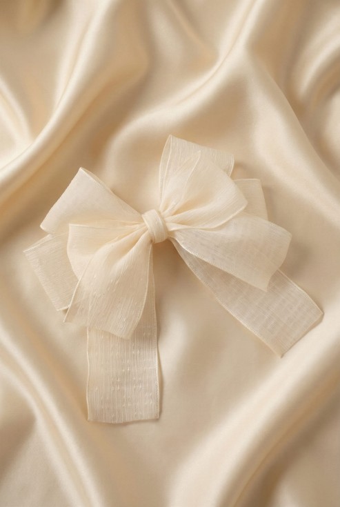 fermaglio capelli bambina, fiocco capelli elegante, accessori capelli cerimonia, fermaglio crema lucido, fermaglio bambina matrimonio, fermaglio prima comunione, fermaglio per acconciature eleganti