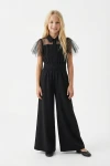 Elegante tuta da bambina Blair nera, vista laterale, abbigliamento da cerimonia per bambina, ZOYA Fashion