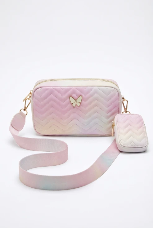 Borsetta elegante rosa per bambina con farfalla – trapuntata, vista principale, abbigliamento da cerimonia per bambina, ZOYA Fashion