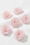 Set 6 fermagli per capelli rosa in organza, vista principale, abbigliamento da cerimonia per bambina, ZOYA Fashion