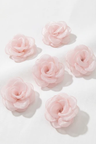 Set 6 fermagli per capelli rosa in organza