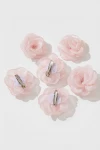 Set 6 fermagli per capelli rosa in organza, vista laterale, abbigliamento da cerimonia per bambina, ZOYA Fashion