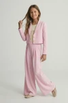 Elegante completo da bambina Emi rosa, outfit stilizzato, abbigliamento da cerimonia per bambina, ZOYA Fashion