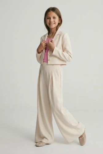 Elegante completo da bambina Emi beige chiaro