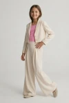 Elegante completo da bambina Emi beige chiaro, vista laterale, abbigliamento da cerimonia per bambina, ZOYA Fashion
