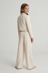 Elegante completo da bambina Emi beige chiaro, dettaglio, abbigliamento da cerimonia per bambina, ZOYA Fashion