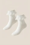Calzini eleganti bianchi per bambina, vista laterale, abbigliamento da cerimonia per bambina, ZOYA Fashion