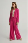Elegante completo da bambina Emi fucsia, vista principale, abbigliamento da cerimonia per bambina, ZOYA Fashion