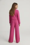 Elegante completo da bambina Emi fucsia, dettaglio, abbigliamento da cerimonia per bambina, ZOYA Fashion