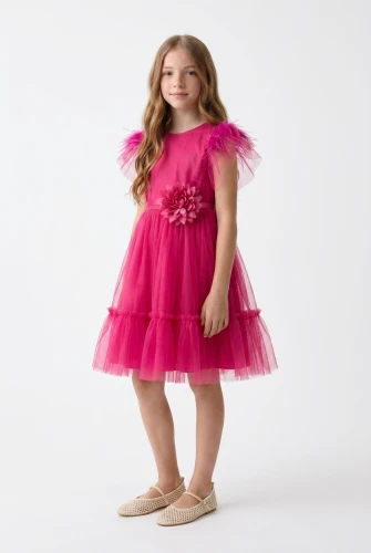 Abito Cerimonia Gabi Fucsia in Tulle per Bambina – Bella è la Festa