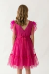abito bambina fucsia svasato tulle frontale