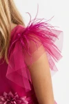 retro abito fucsia con zip e tulle bambina