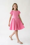 abito comunione bambina rosa caramella elegante