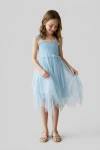 abito cerimonia Suzi azzurro midi tulle bambina
