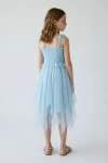 tulle stampa brocca abito azzurro dettaglio