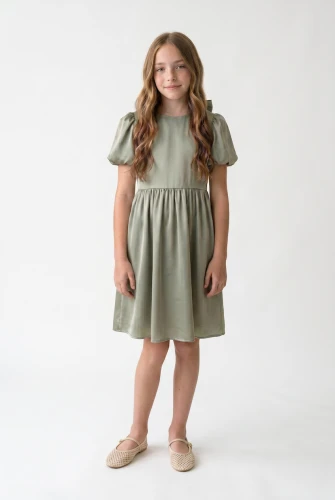 Abito Cerimonia Sia Verde Salvia per Bambina – Dove l'Eleganza è di Casa