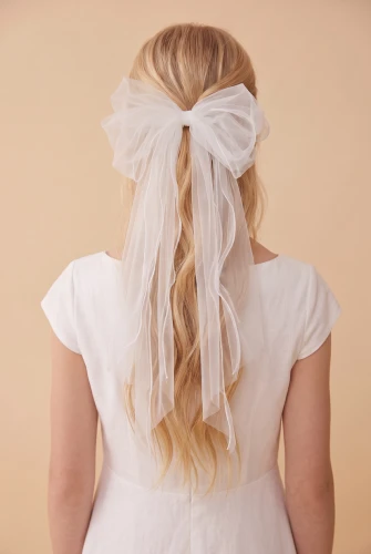 Fermaglio Elegante con Fiocco Lungo in Tulle per Bambine
