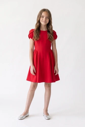 Abito con maniche a tulipano Rumi rosso per bambina e ragazza – Natale e feste