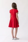 Abito Rumi rosso – retro con cerniera e gonna arricciata ai lati