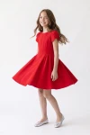 Abito Rumi rosso – giravolta con la gonna svasata, figura intera