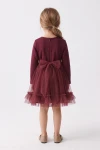 Abito Iga bordeaux – retro con cerniera e grande fiocco della fascia in tulle
