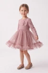 Abito Iga rosa antico – gonna in tulle con balza in movimento, figura intera frontale
