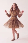 Abito Holly leopardato – gonna in tulle in movimento durante una giravolta, vista frontale