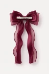 Fermaglio per capelli con fiocco bordeaux – retro con clip in metallo a coccodrillo