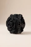 Pinza per capelli nera con rosa – vista laterale di denti e molla